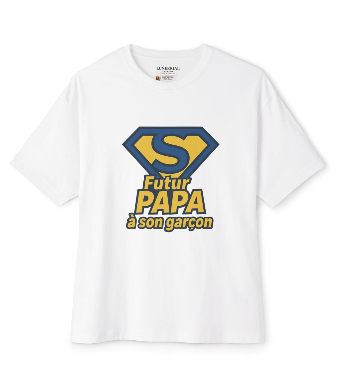T-shirt “Futur Papa à son garçon” – Style Super-héros 💙